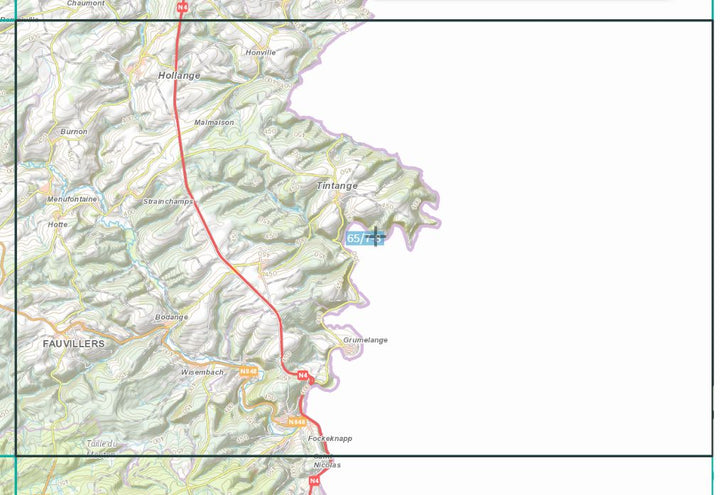 Carte topographique n° 65/7-8 - Martelange (Belgique) | NGI topo 25 carte de randonnée IGN Belgique 