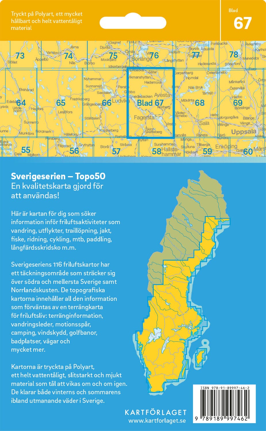 Carte topographique n° 67 - Fagersta (Suède) | Norstedts - Sverigeserien carte de randonnée Norstedts