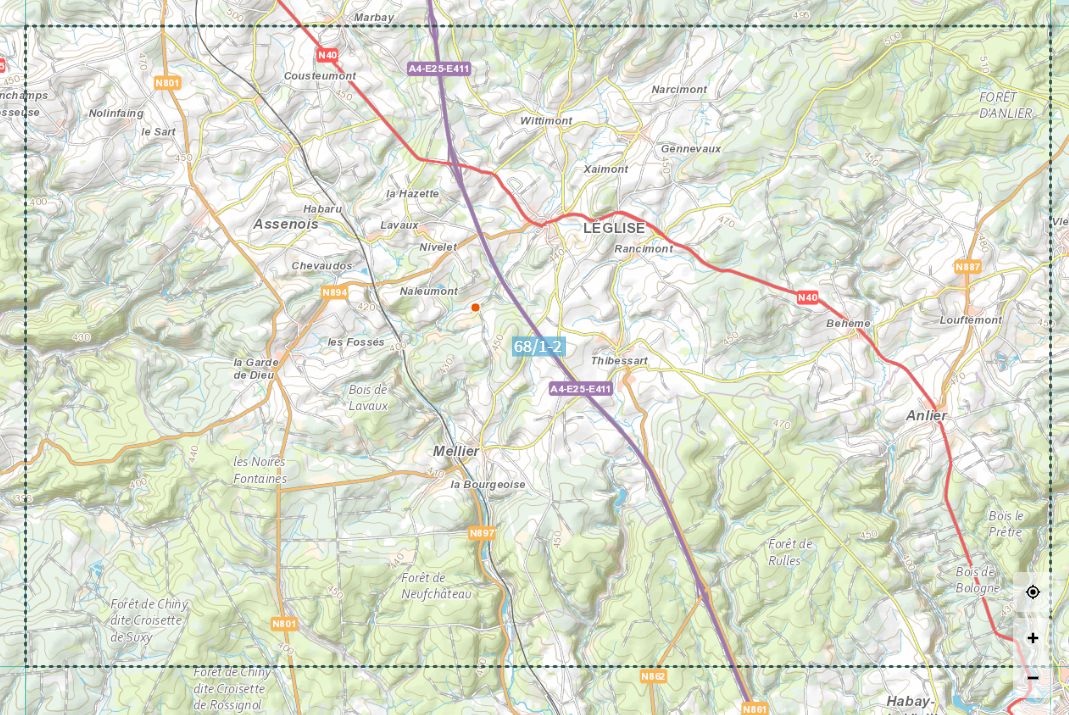 Carte topographique n° 68/1-2 - Léglise (Belgique) | NGI topo 25 carte de randonnée IGN Belgique 