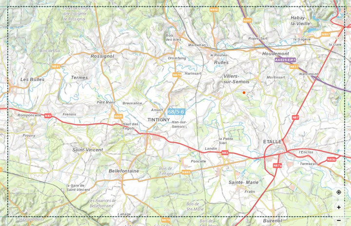 Carte topographique n° 68/5-6 - Etalle (Belgique) | NGI topo 25 carte de randonnée IGN Belgique 