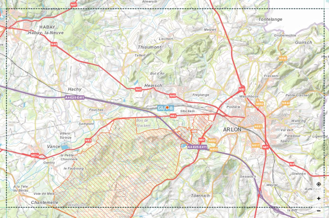 Carte topographique n° 68/7-8 - Arlon (Belgique) | NGI topo 25 carte de randonnée IGN Belgique 