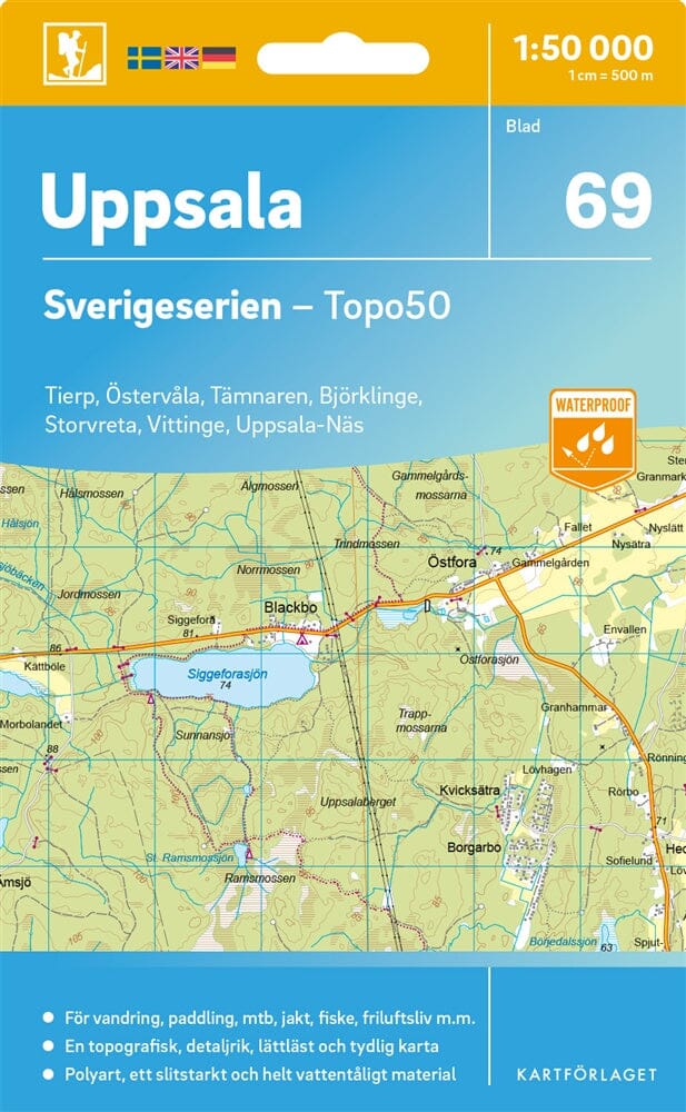 Carte topographique n° 69 - Uppsala (Suède) | Norstedts - Sverigeserien carte de randonnée Norstedts