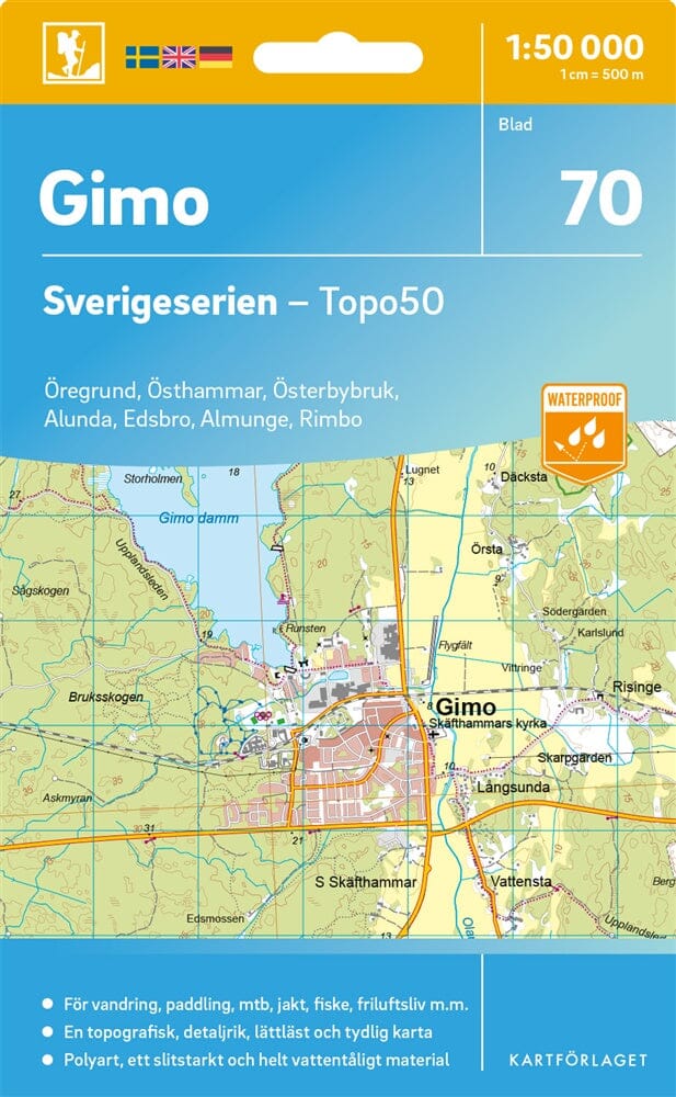 Carte topographique n° 70 - Gimo (Suède) | Norstedts - Sverigeserien carte de randonnée Norstedts