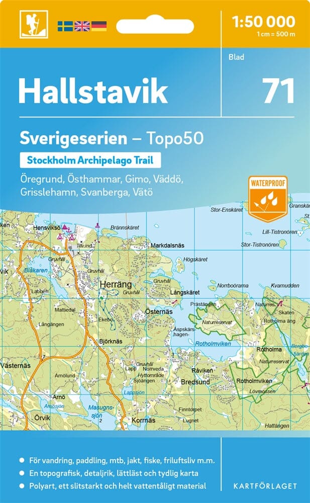 Carte topographique n° 71 - Hallstavik (Suède) | Norstedts - Sverigeserien carte de randonnée Norstedts