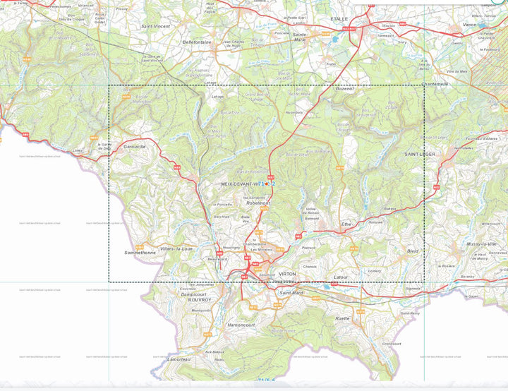 Carte topographique n° 71/1-2 - Virton (Belgique) | NGI topo 25 carte de randonnée IGN Belgique 