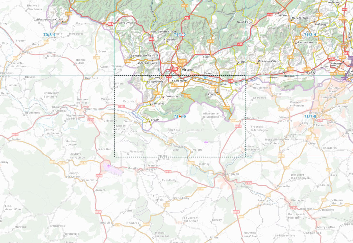 Carte topographique n° 71/5-6 - Rouvroy (Belgique) | NGI topo 25 carte de randonnée IGN Belgique 