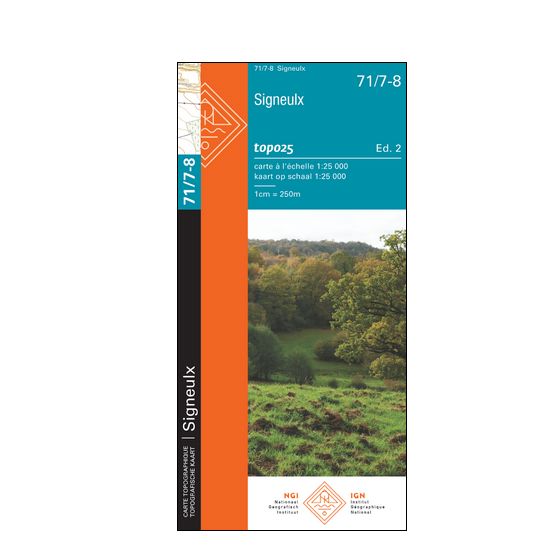Carte topographique n° 71/7-8 - Signeulx (Belgique) | NGI topo 25 carte de randonnée IGN Belgique 