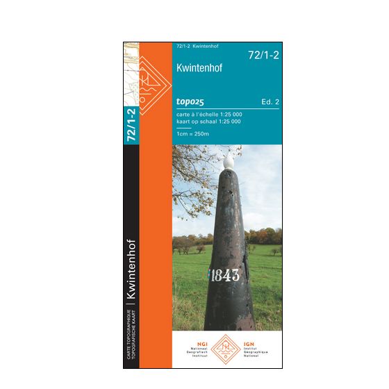 Carte topographique n° 72/1-2 - Kwintenhof (Belgique) | NGI topo 25 carte de randonnée IGN Belgique 