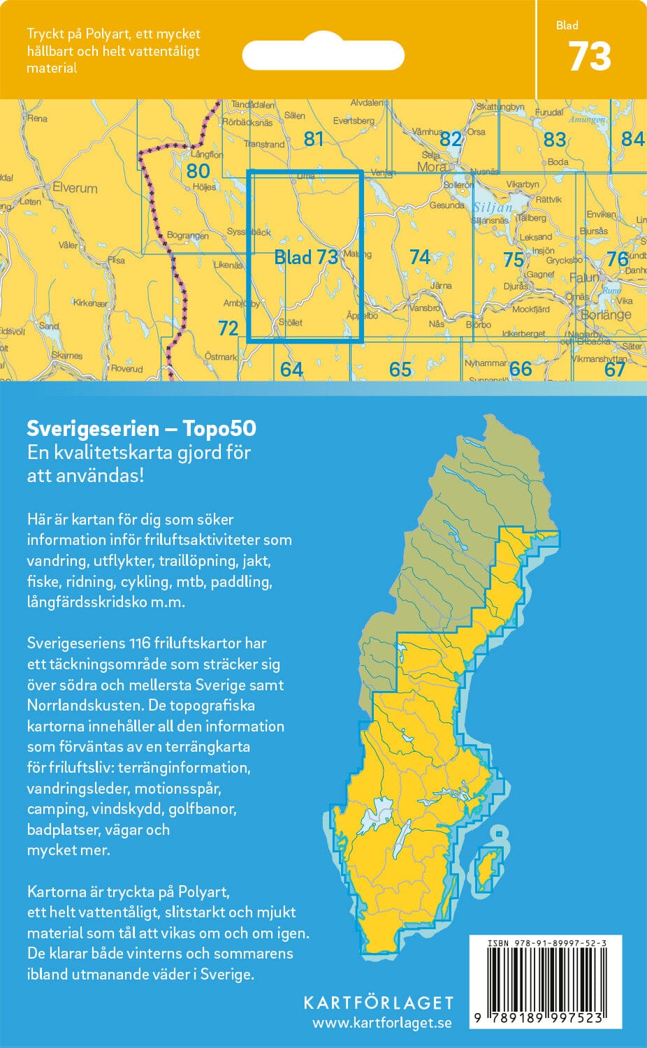 Carte topographique n° 73 - Malung (Suède) | Norstedts - Sverigeserien carte de randonnée Norstedts