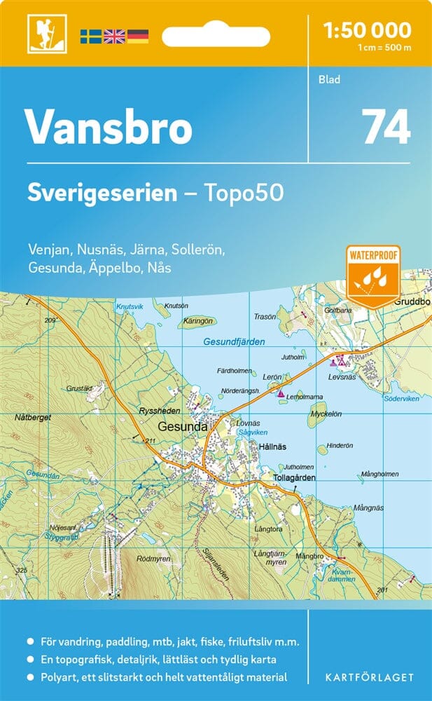 Carte topographique n° 74 - Vansbro (Suède) | Norstedts - Sverigeserien carte de randonnée Norstedts
