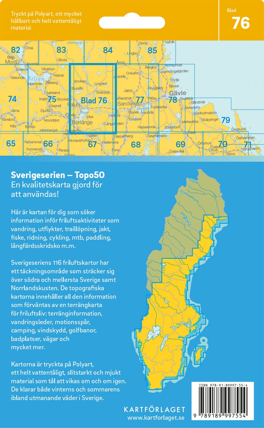 Carte topographique n° 76 - Falun (Suède) | Norstedts - Sverigeserien carte de randonnée Norstedts