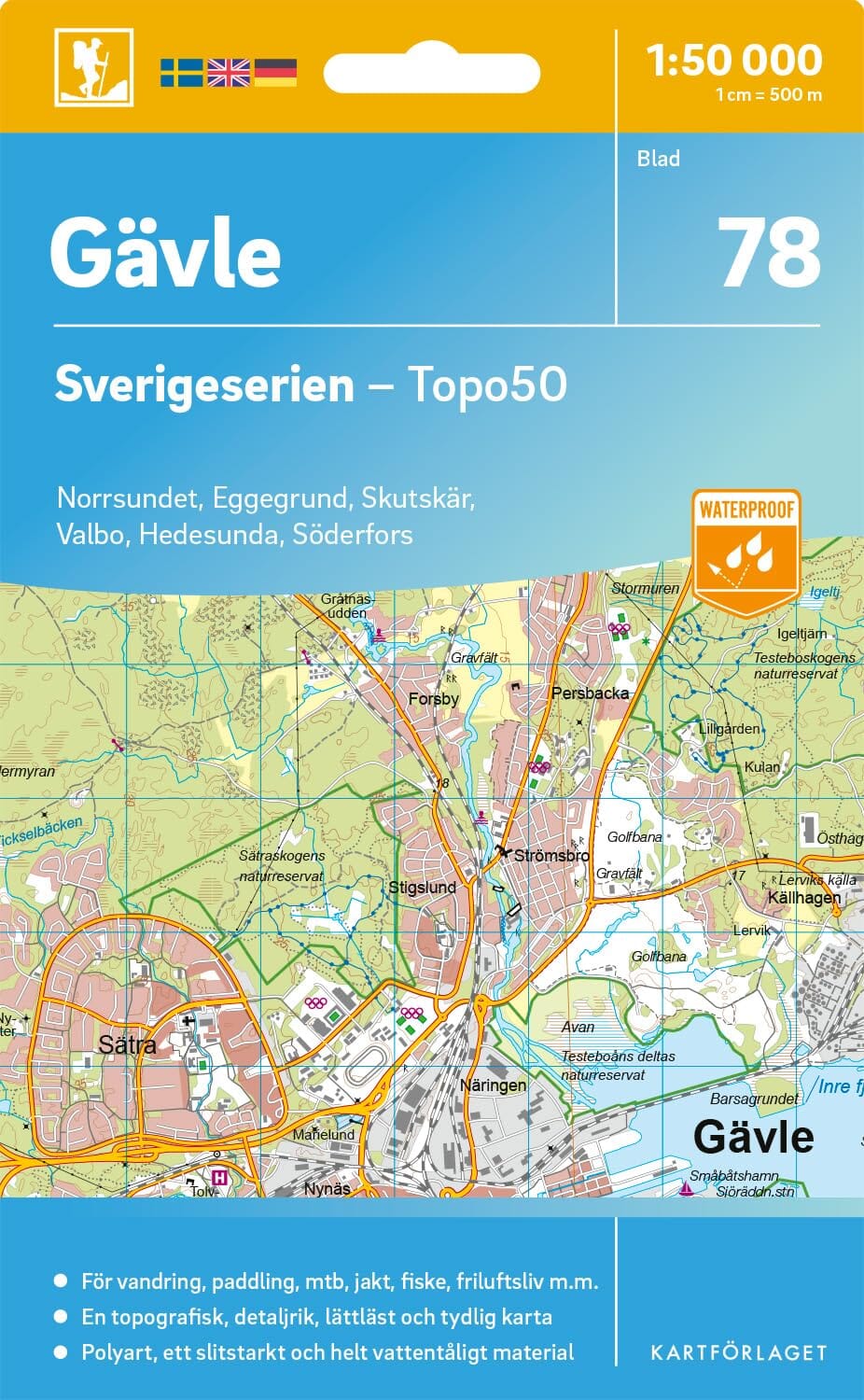 Carte topographique n° 78 - Gävle (Suède) | Norstedts - Sverigeserien carte de randonnée Norstedts
