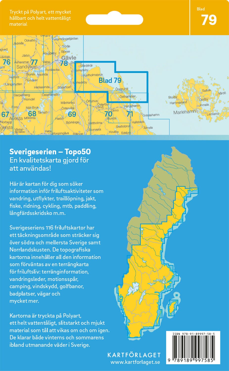 Carte topographique n° 79 - Öregrund (Suède) | Norstedts - Sverigeserien carte de randonnée Norstedts