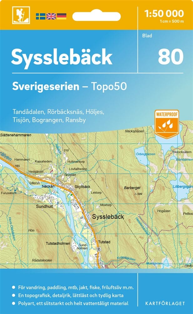 Carte topographique n° 80 - Sysslebäck (Suède) | Norstedts - Sverigeserien carte de randonnée Norstedts