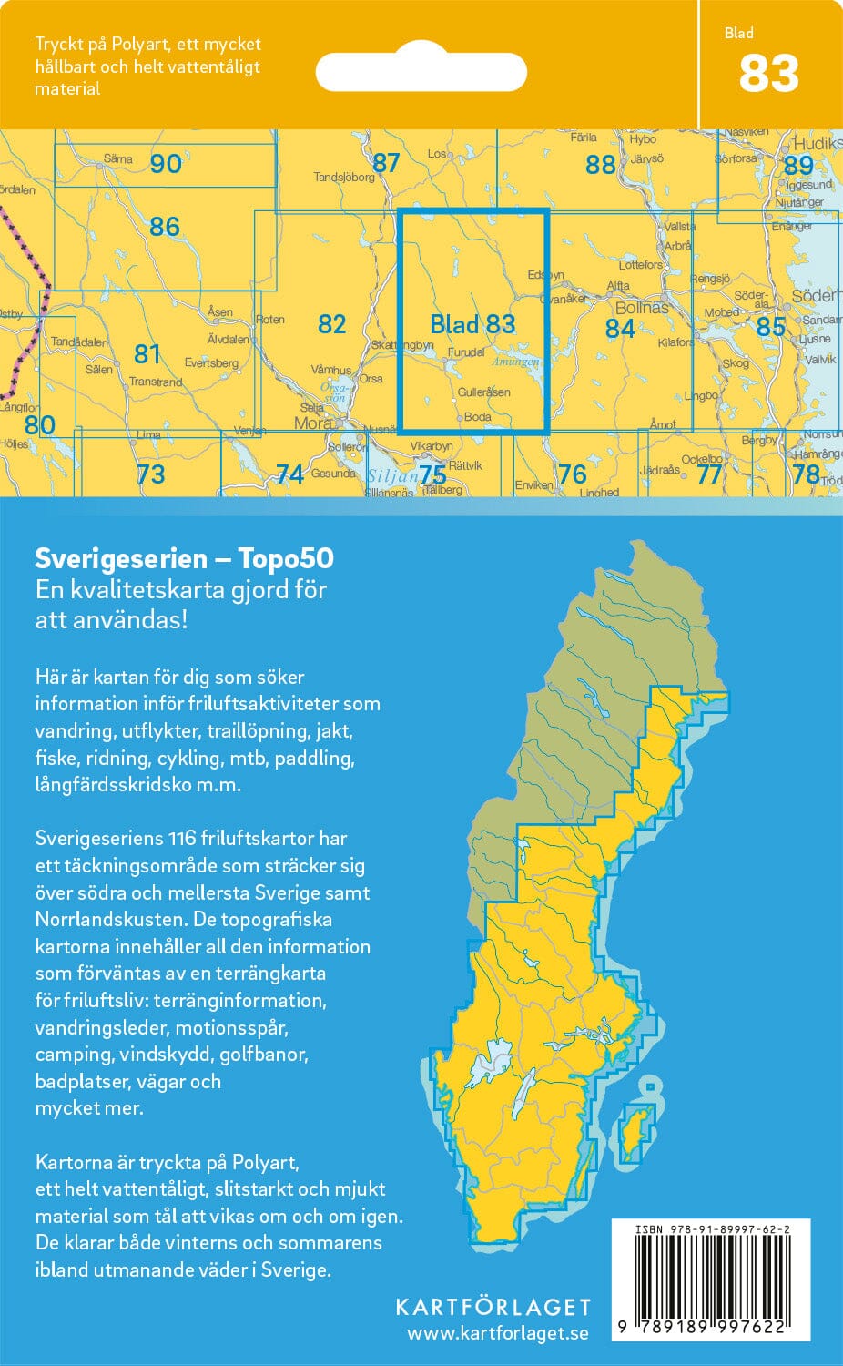 Carte topographique n° 83 - Furudal (Suède) | Norstedts - Sverigeserien carte de randonnée Norstedts