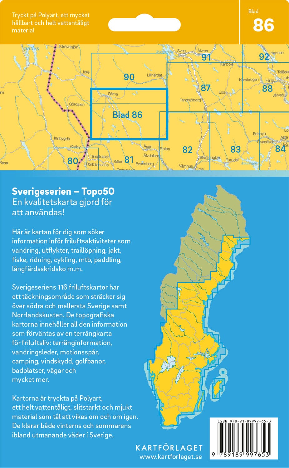 Carte topographique n° 86 - Särna (Suède) | Norstedts - Sverigeserien carte de randonnée Norstedts