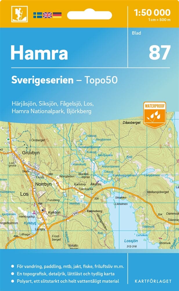 Carte topographique n° 87 - Hamra (Suède) | Norstedts - Sverigeserien carte de randonnée Norstedts