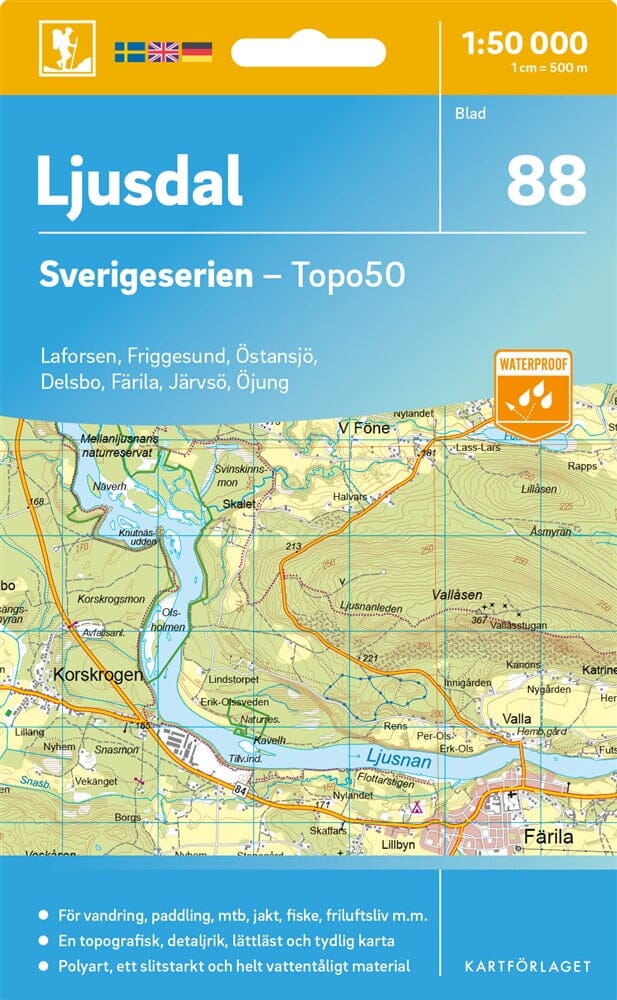 Carte topographique n° 88 - Ljusdal (Suède) | Norstedts - Sverigeserien carte de randonnée Norstedts