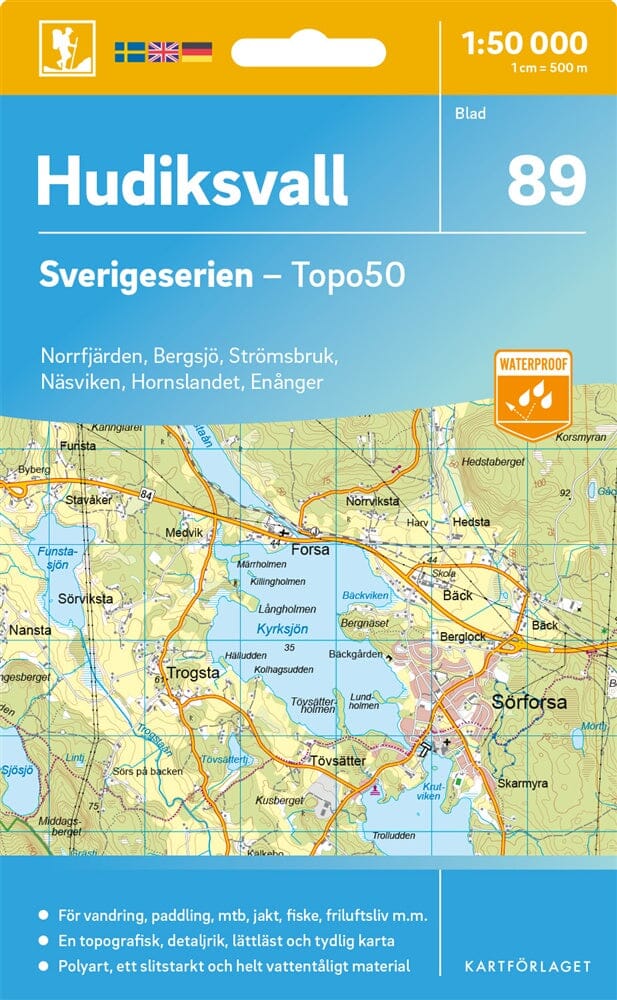 Carte topographique n° 89 - Hudiksvall (Suède) | Norstedts - Sverigeserien carte de randonnée Norstedts