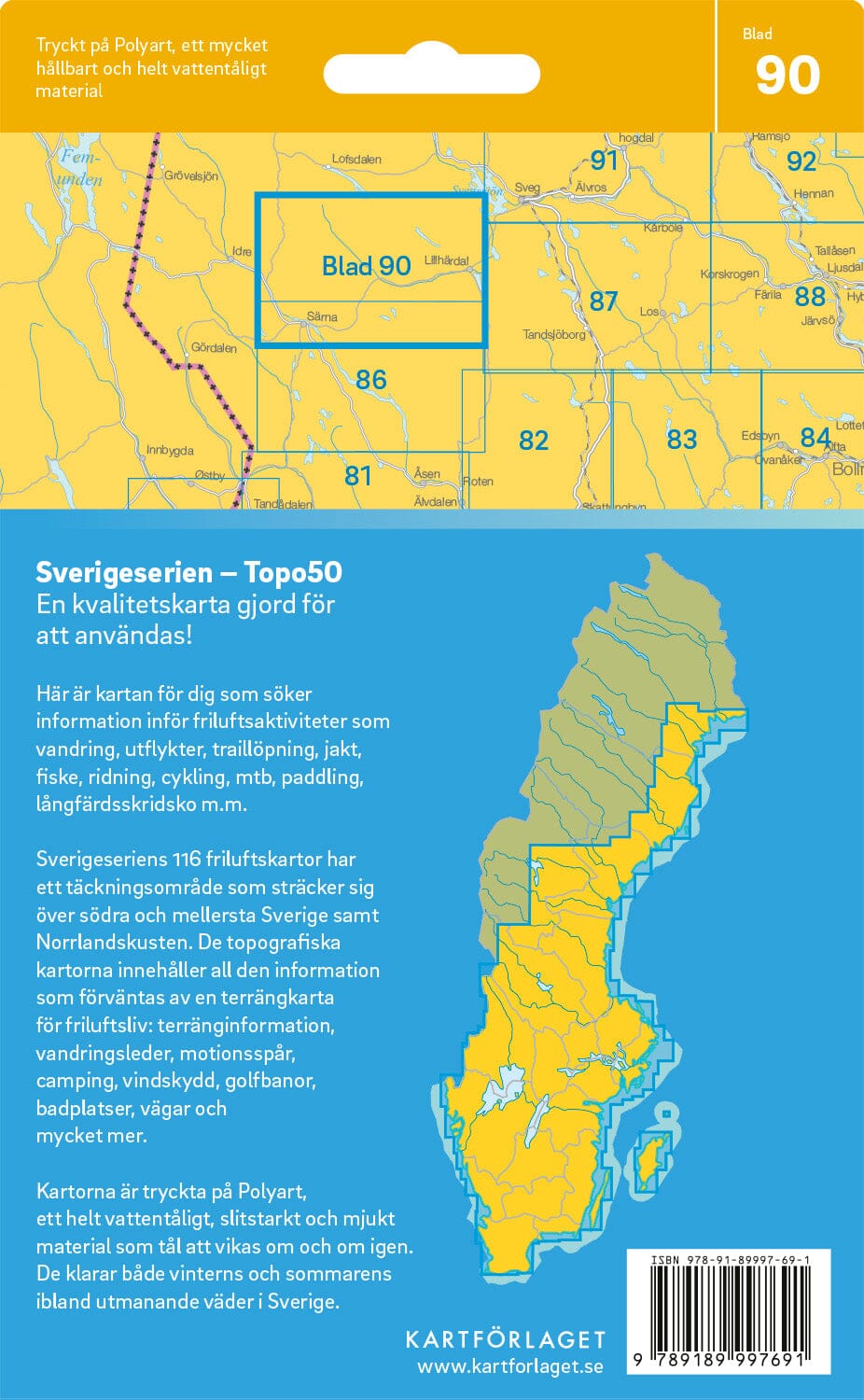 Carte topographique n° 90 - Lillhärdal (Suède) | Norstedts - Sverigeserien carte de randonnée Norstedts