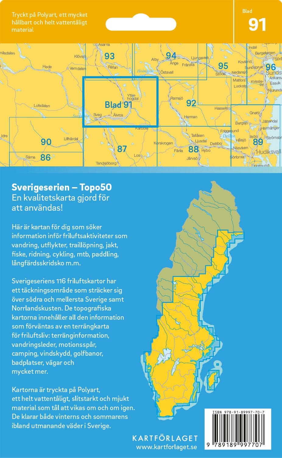 Carte topographique n° 91 - Ytterhogdal (Suède) | Norstedts - Sverigeserien carte de randonnée Norstedts