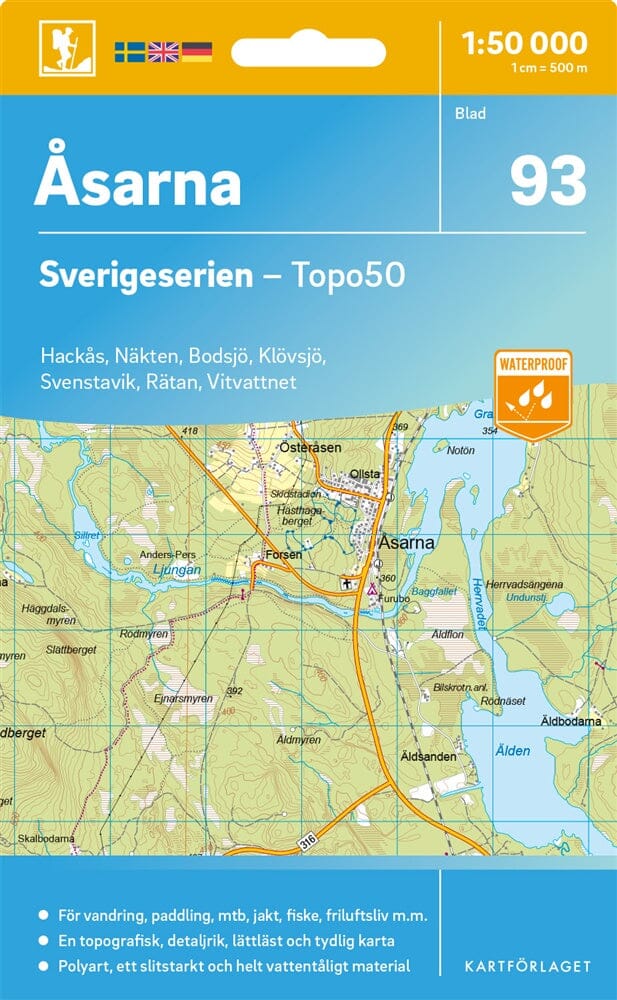 Carte topographique n° 93 - Åsarna (Suède) | Norstedts - Sverigeserien carte de randonnée Norstedts