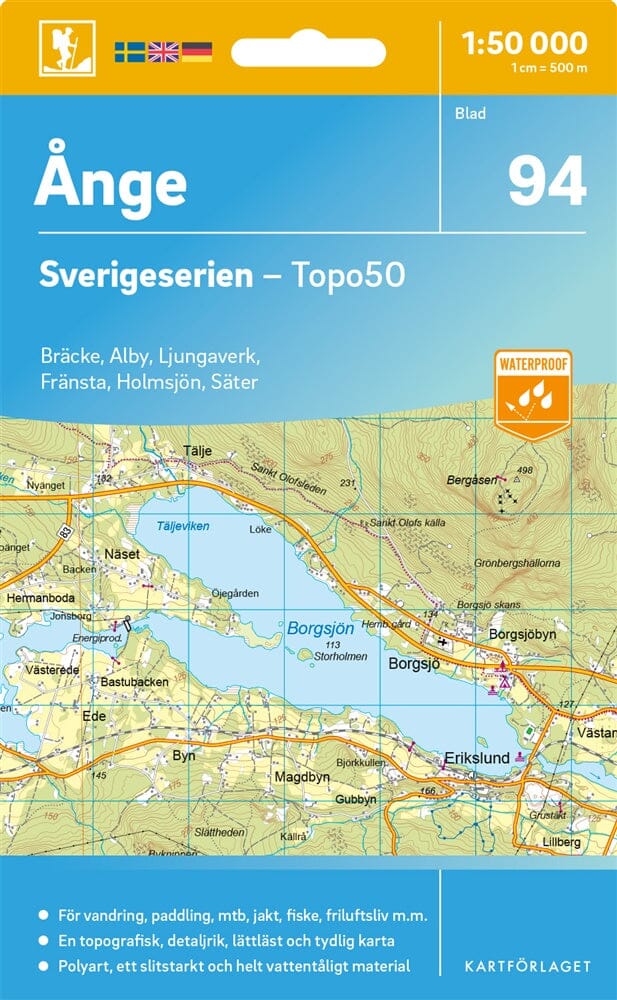 Carte topographique n° 94 - Ånge (Suède) | Norstedts - Sverigeserien carte de randonnée Norstedts