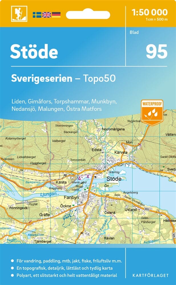 Carte topographique n° 95 - Stöde (Suède) | Norstedts - Sverigeserien carte de randonnée Norstedts