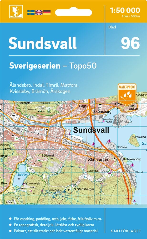 Carte topographique n° 96 - Sundsvall (Suède) | Norstedts - Sverigeserien carte de randonnée Norstedts