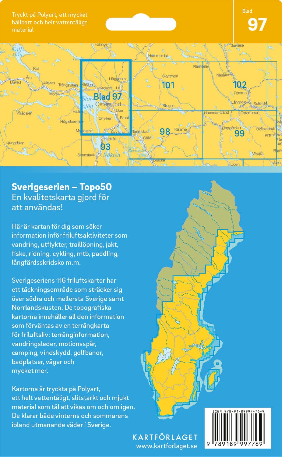 Carte topographique n° 97 - Östersund (Suède) | Norstedts - Sverigeserien carte de randonnée Norstedts
