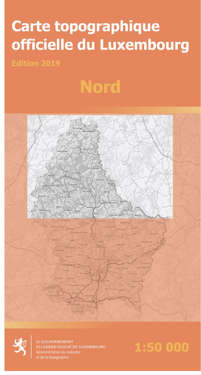 Carte topographique - Nord du Grand Duché de Luxembourg carte de randonnée Service topographique du Luxembourg 