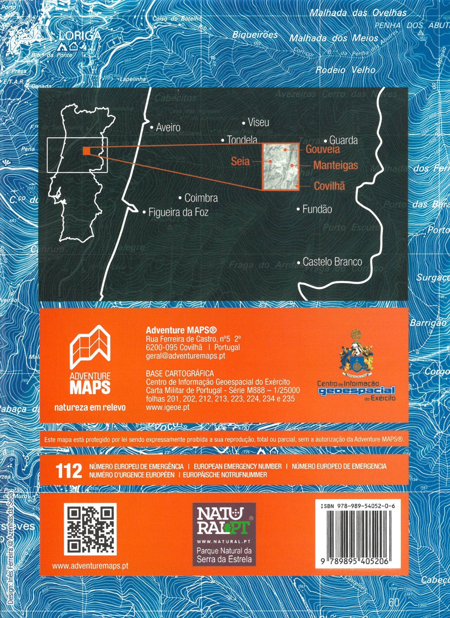 Carte topographique - Parque Natural da Serra da Estrela (Portugal) | Adventure Maps carte de randonnée Adventure Maps