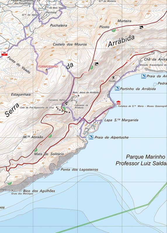 Carte topographique - Parque Natural de Arrabida (Portugal) | Adventure Maps carte de randonnée Adventure Maps
