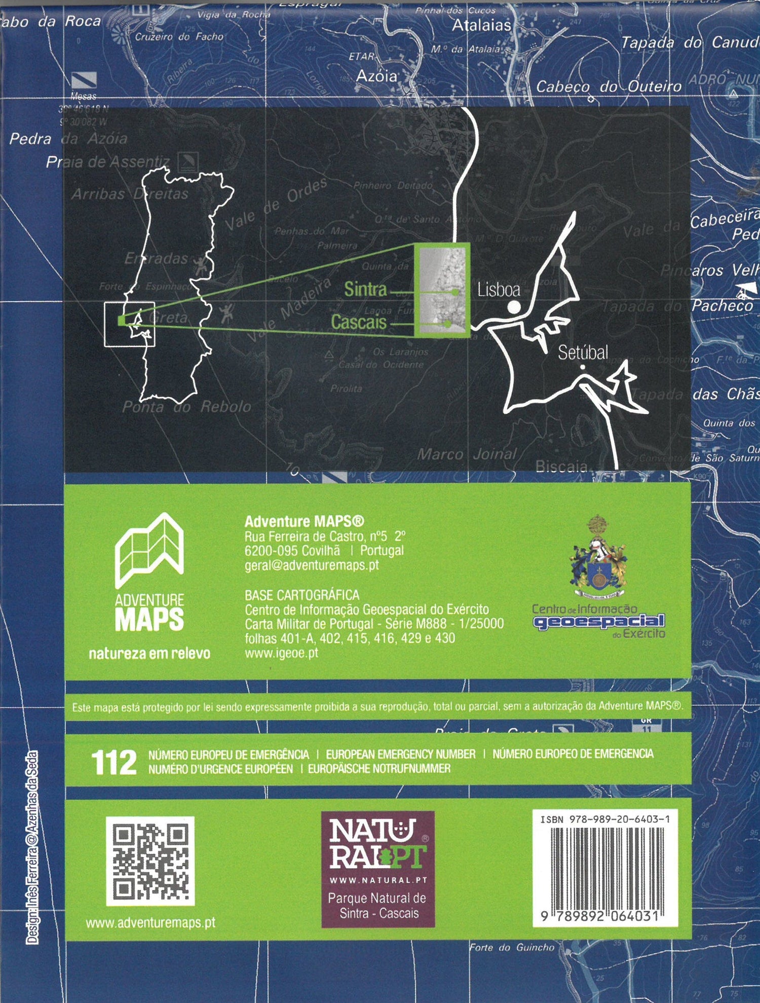 Carte topographique - Parque Natural de Sintra Cascais (Portugal) | Adventure Maps carte de randonnée Adventure Maps