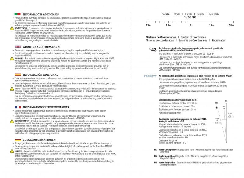 Carte topographique - Parque Natural do Sudoeste Alentejano e Costa Vicentina (Portugal) | Adventure Maps carte de randonnée Adventure Maps