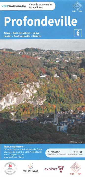 Carte topographique - Profondeville (Belgique) | NGI carte de randonnée IGN Belgique
