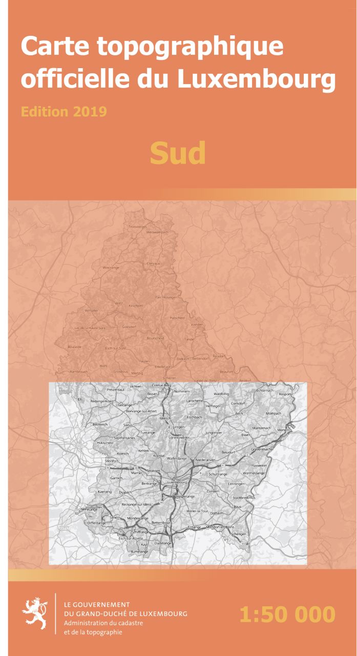 Carte topographique - Sud du Grand Duché de Luxembourg carte de randonnée Service topographique du Luxembourg 