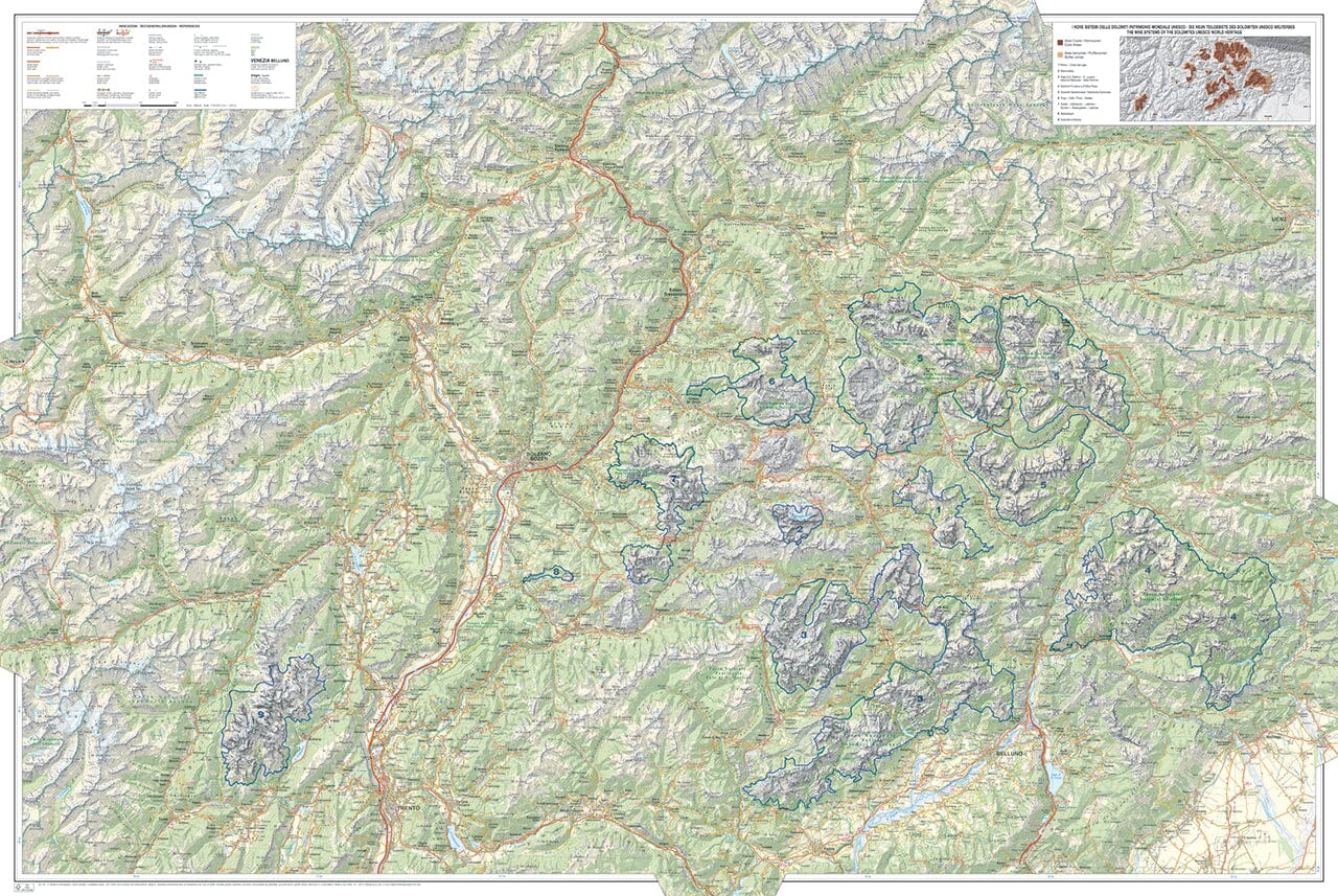 Carte touristique des Dolomites | Tabacco carte de randonnée Tabacco