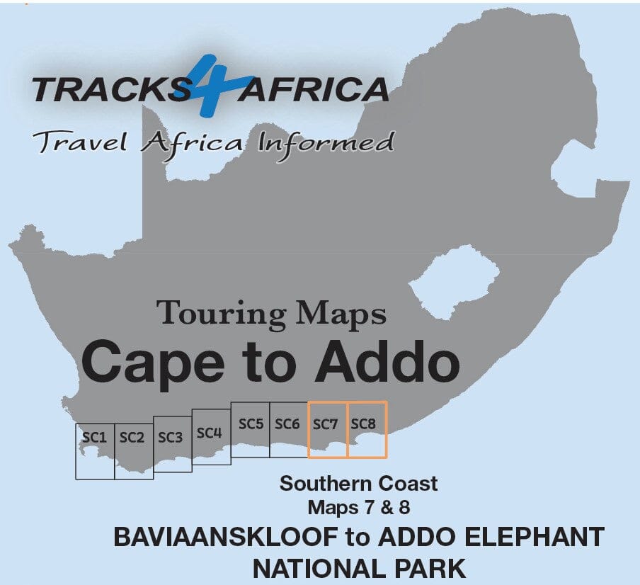 Carte touristique imperméable - Baviaanskloof to Addo (Afrique du Sud) | Tracks4Africa carte routière Tracks4Africa