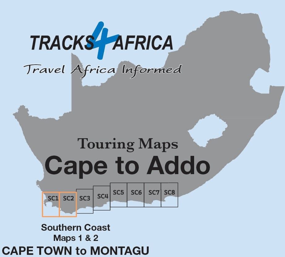 Carte touristique imperméable - Cape Town to Montagu (Afrique du Sud) | Tracks4Africa carte routière Tracks4Africa