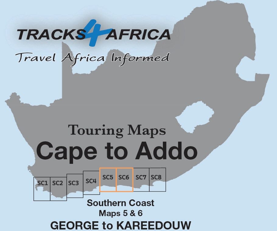 Carte touristique imperméable - George to Kareedouw (Afrique du Sud) | Tracks4Africa carte routière Tracks4Africa