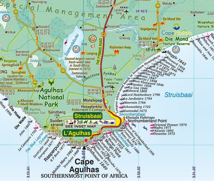 Carte touristique imperméable - Overberg Whale Coast (Afrique du Sud) | Tracks4Africa carte routière Tracks4Africa 