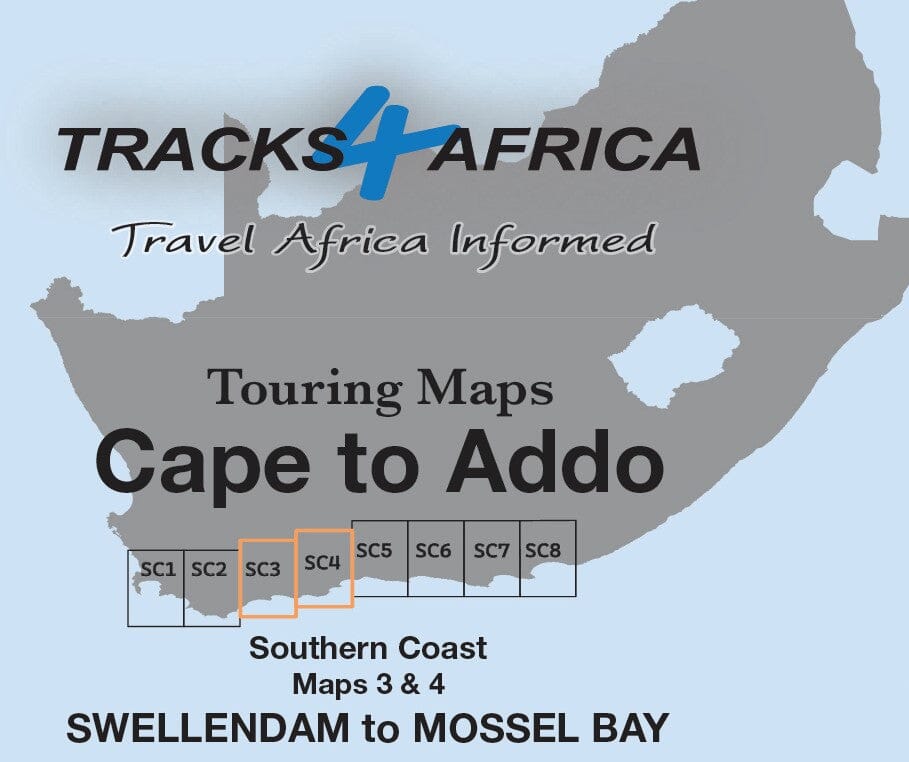 Carte touristique imperméable - Swellendam to Mossel Bay (Afrique du Sud) | Tracks4Africa carte routière Tracks4Africa