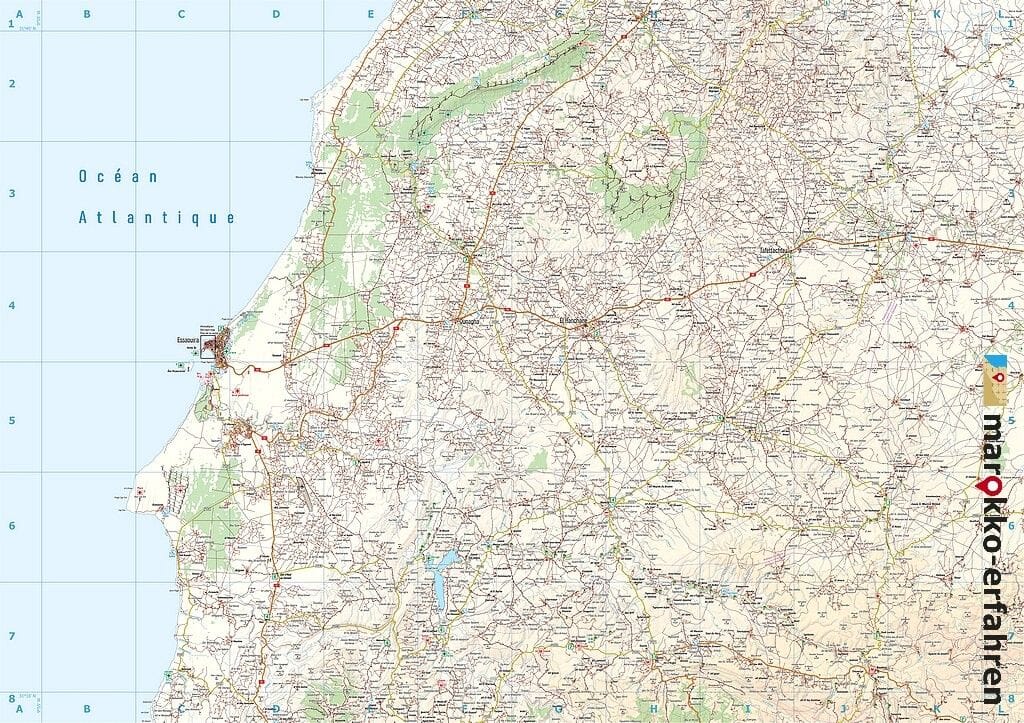 Carte touristique J10 - Essaouira, Sidi-Kaouki, Jbel-El-Hadid (Maroc) | Huber carte routière Huber