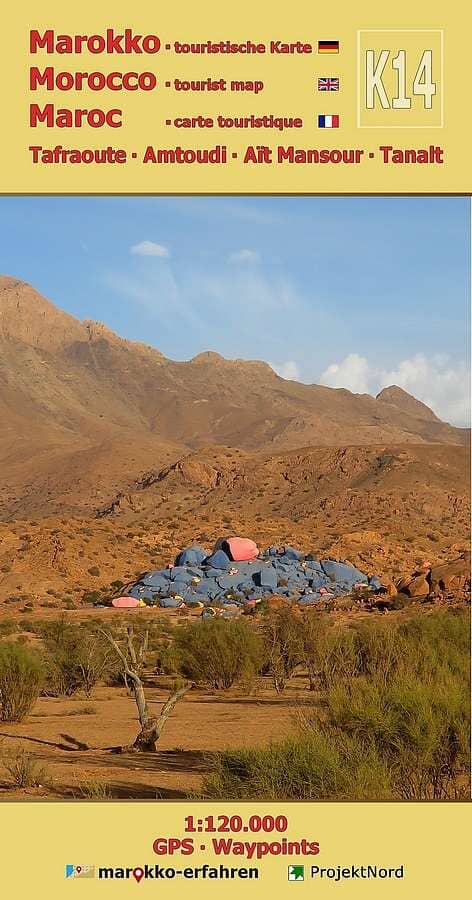 Carte touristique K14 - Tafraoute, Amtoudi, Aït Mansour, Tanalt (Maroc) | Huber carte pliée Huber 