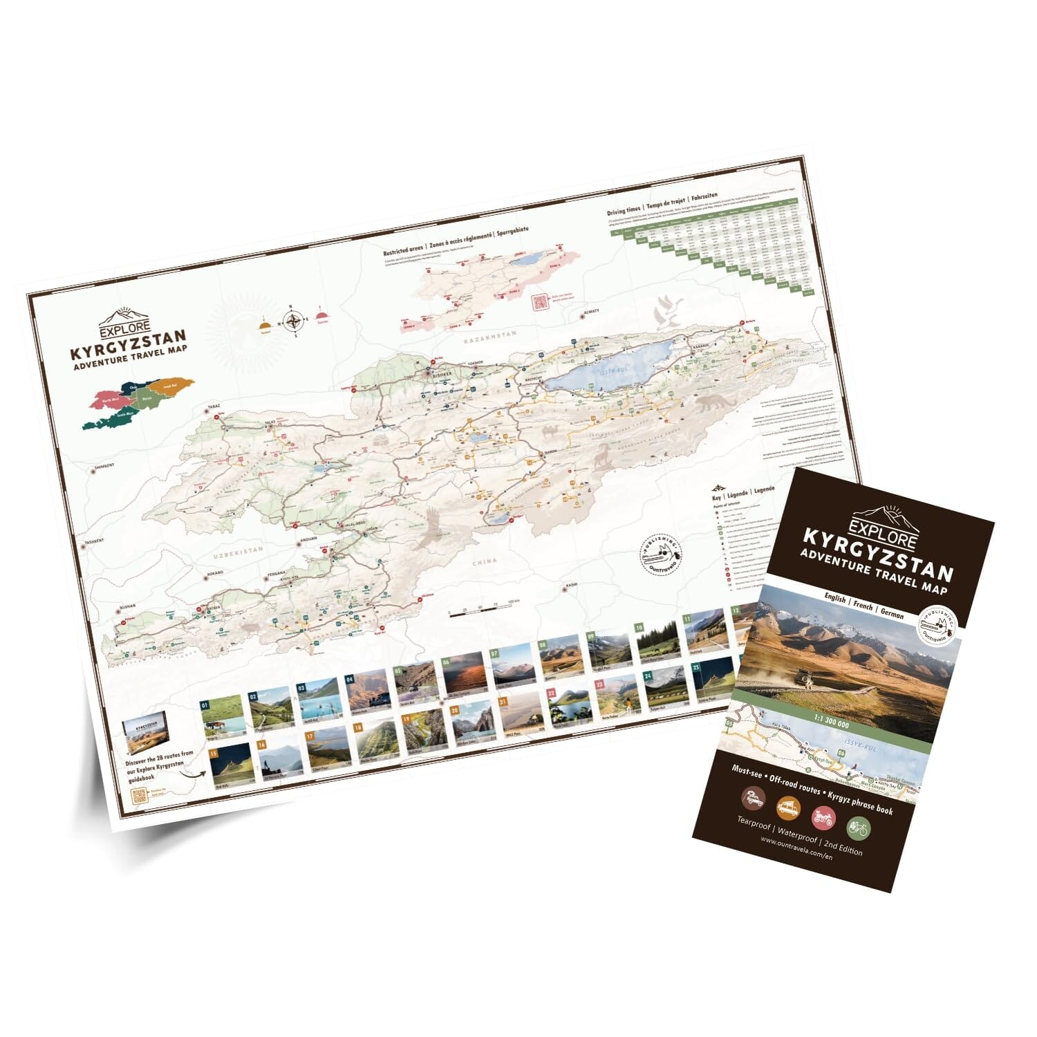 Carte touristique - Kirghizistan | OunTravela carte routière OunTravela