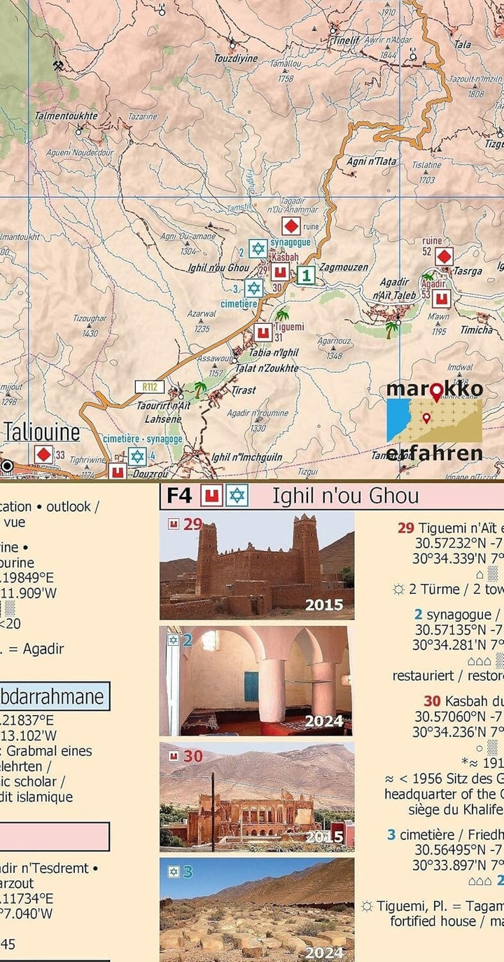 Carte touristique L12 - Taliouine, Aoulouz, Askoun, Agadir Melloul, Jbel Sirwa (Maroc) | Huber carte routière Huber