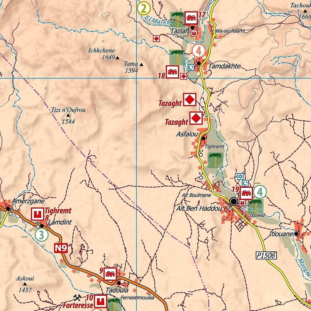 Carte touristique M11 - Aït Ben Haddou, Ouarzazate, Skoura + Route des Kasbahs (Maroc) | Huber carte pliée Huber 