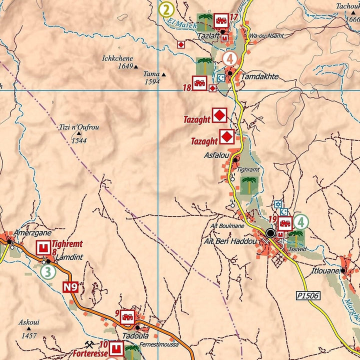 Carte touristique M11 - Aït Ben Haddou, Ouarzazate, Skoura + Route des Kasbahs (Maroc) | Huber carte pliée Huber 