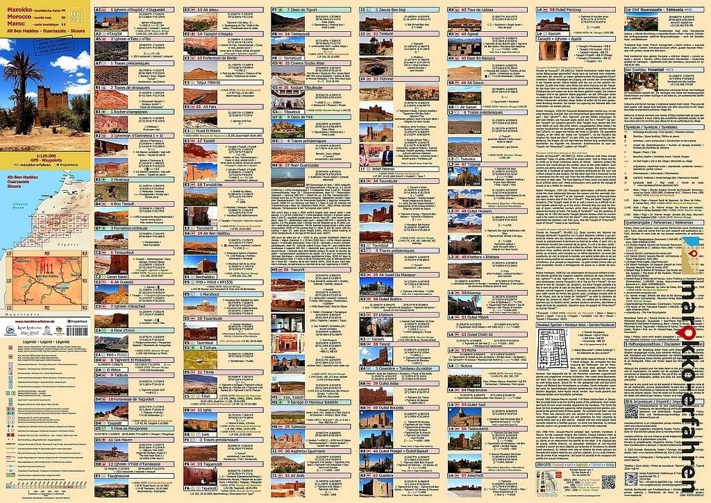 Carte touristique M11 - Aït Ben Haddou, Ouarzazate, Skoura + Route des Kasbahs (Maroc) | Huber carte routière Huber